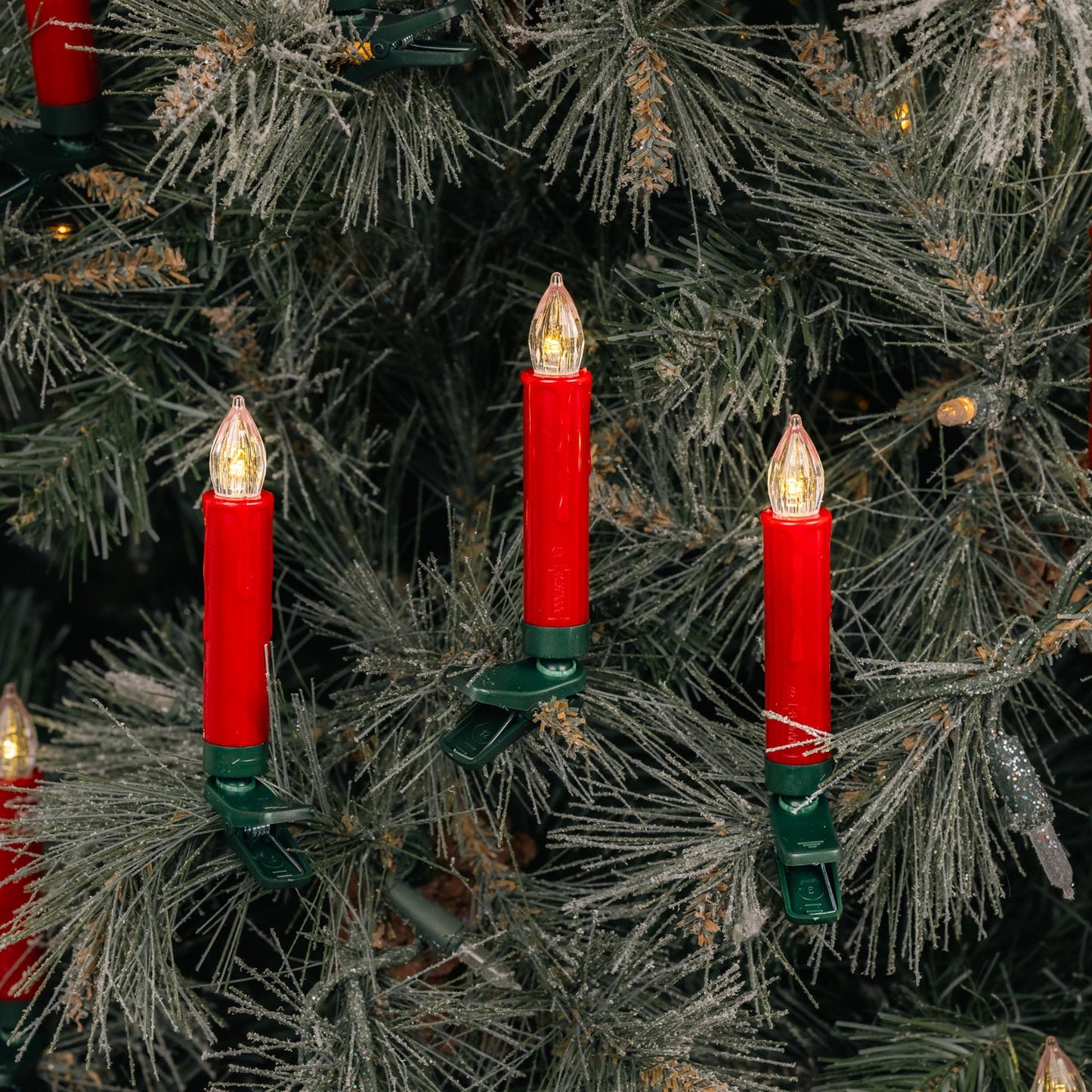 LED TREE Taper Candle Set 12 RED