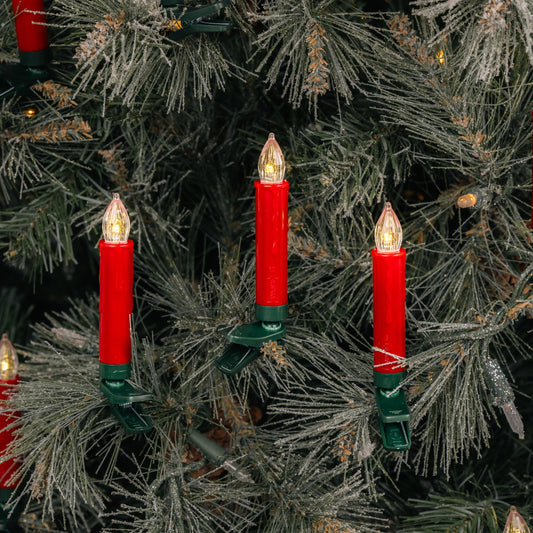 LED TREE Taper Candle Set 12 RED