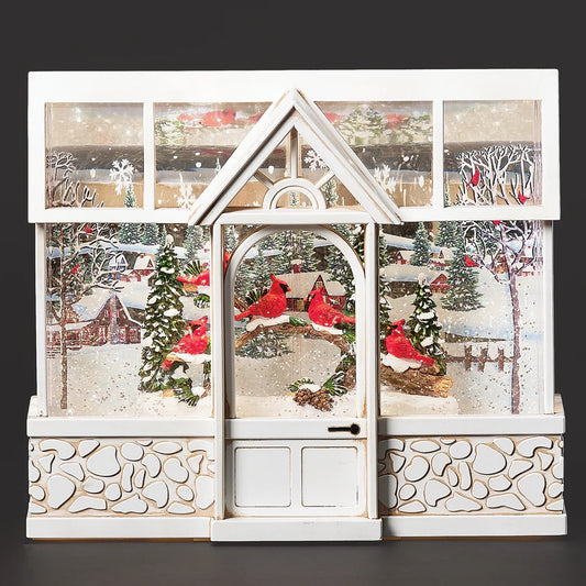 7.75" Lighted Swirl Cardinal Rectangular White