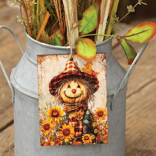 Harvest Sunflowers Scarecrow Ornament 3x4