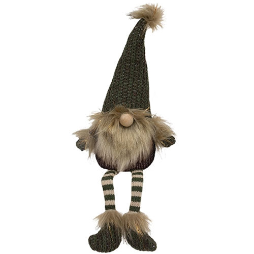 Mr & Mrs Green Knit Dangle Leg Gnome / Beard