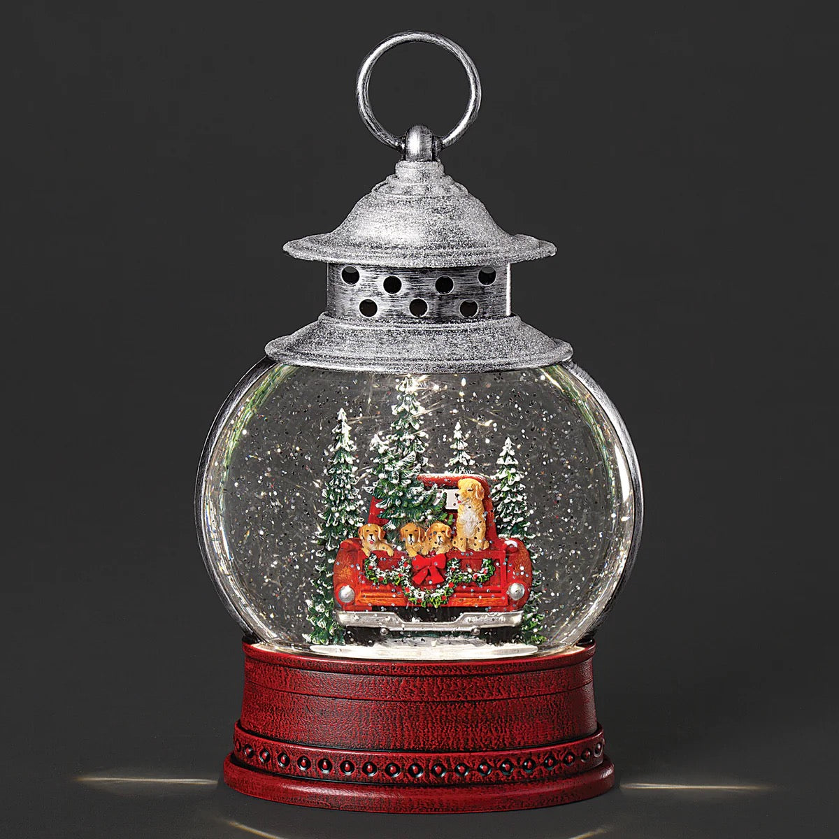 10" Lighted Swirl Lantern Dog Truck