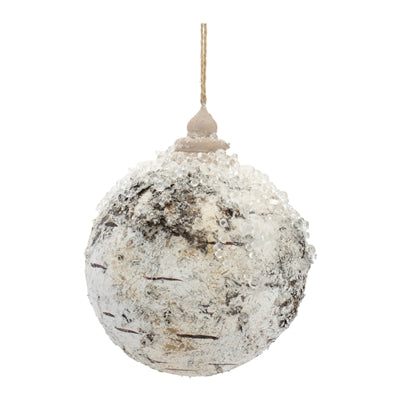 Faux Birch Ball Ornament 5"D Foam