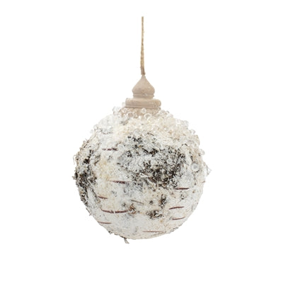 Faux Birch Ball Ornament 4"D Foam
