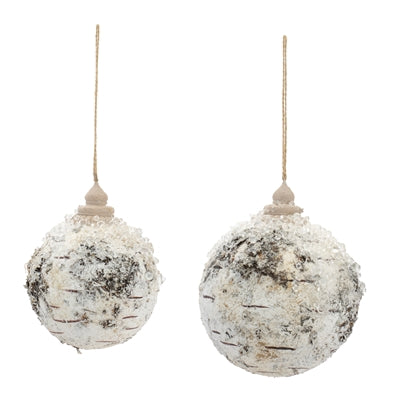 Faux Birch Ball Ornament 5"D Foam