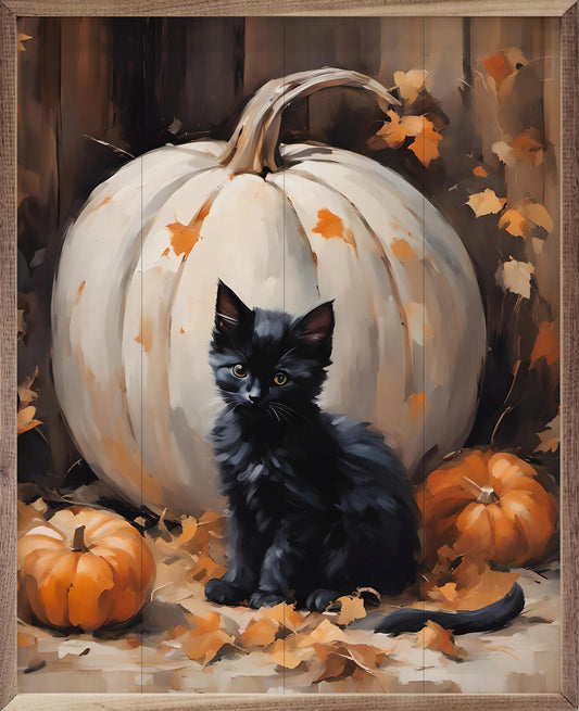 Kitten With White Pumpkin 8x10