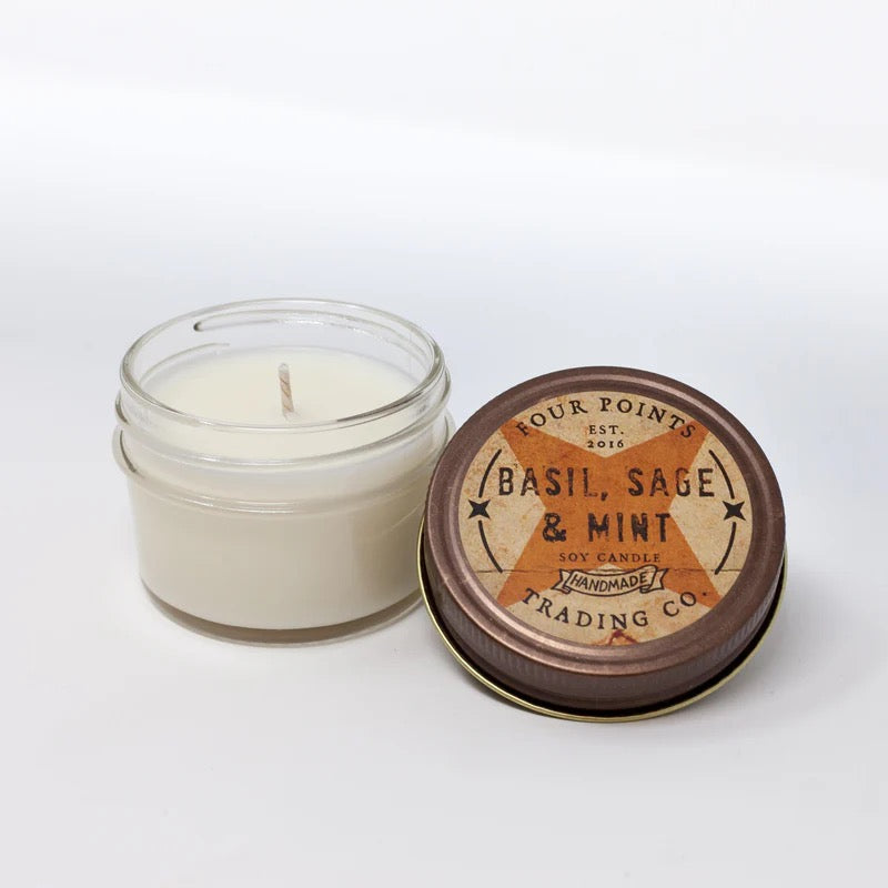 4 oz Soy Candle Basil, Sage & Mint
