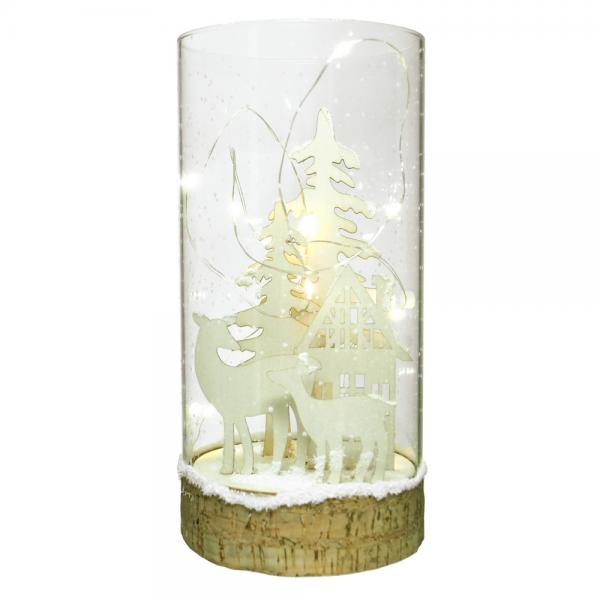 LED Wooden Deer Scene Cylinder