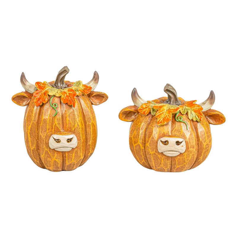 Autumn Leaf Highland Cow Pumpkin - 2 asst
