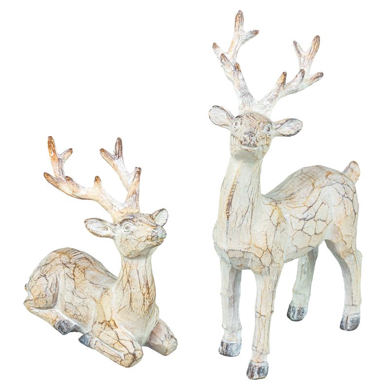 Faux Wood Carved Reindeer-Stand