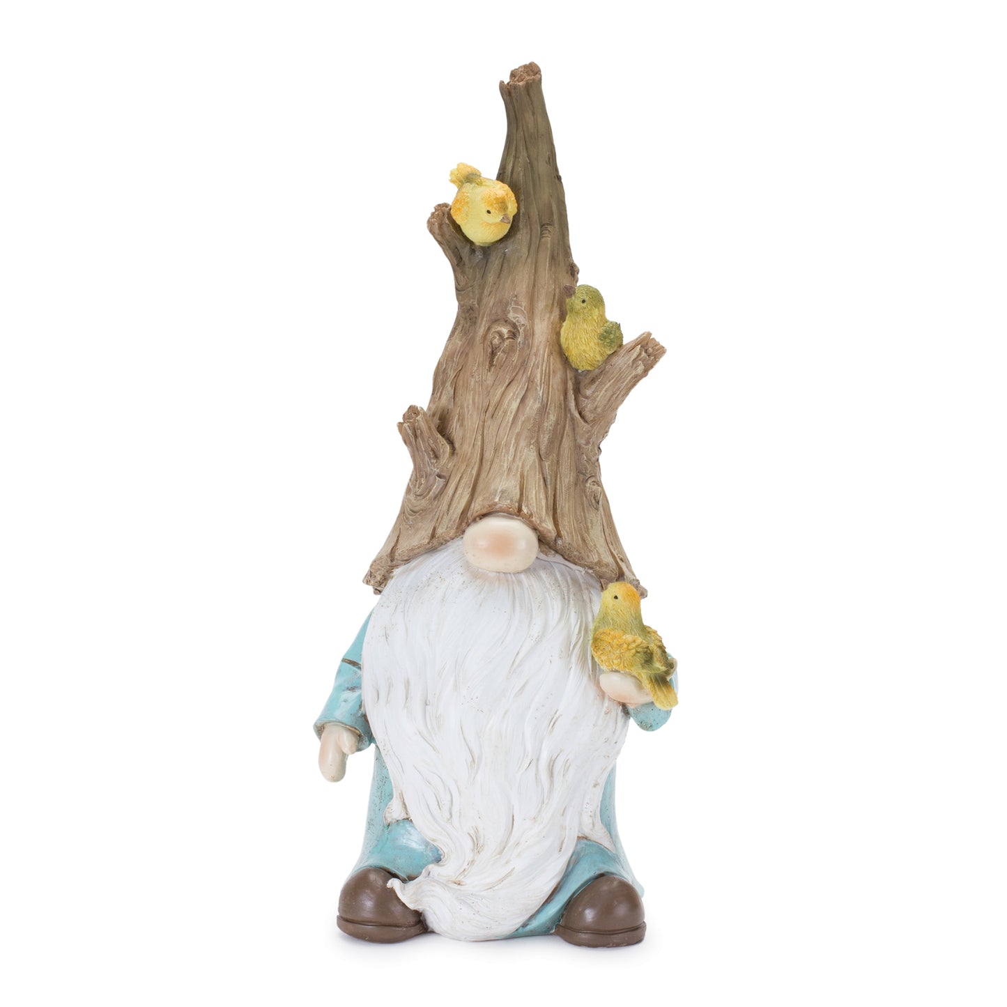 Gnome Tree Hat & Birds 12.75" Resin