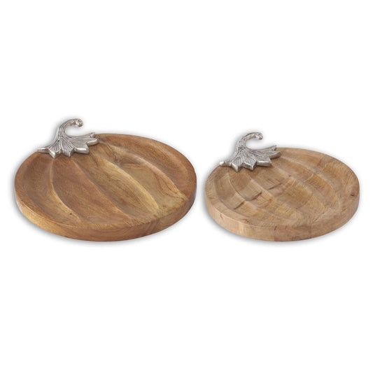 Wood Pumkin Trays Lg