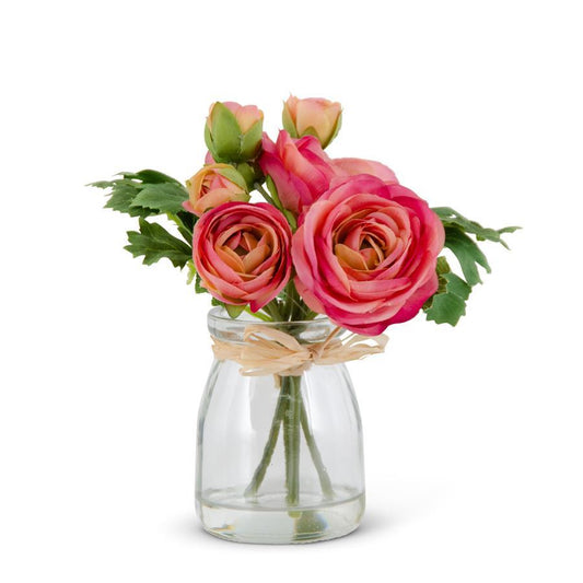 Pink Ranunculus Glass Vase