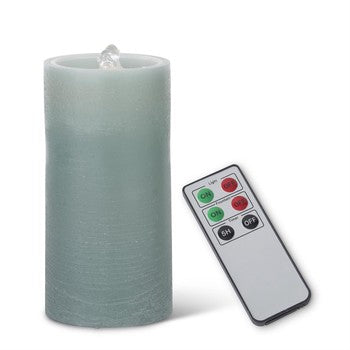 Green LED Wax Pillar Water Candle