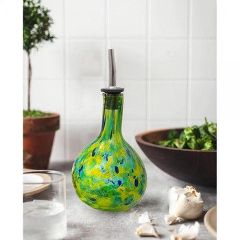 Yellow Green Blown Glass Cruet
