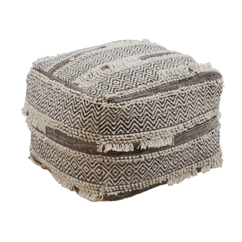 Textured Handwoven Pouf 20x20 Grey