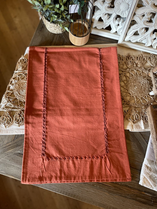 Hemstitch Runner 16x72 Rust