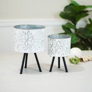 Mtl Embossed Planter Med