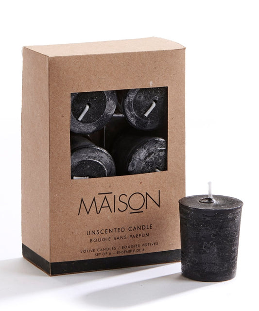 Rustic Votive Candles-Set of 6-Black