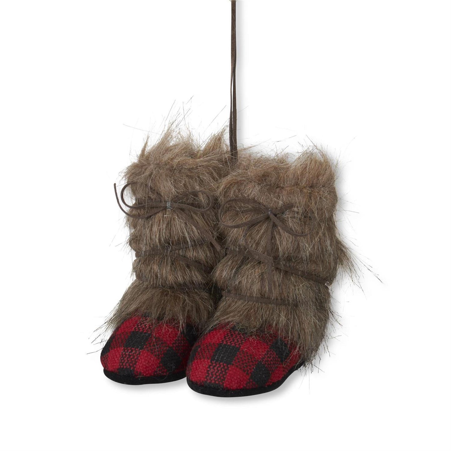 4" Red Black Check Boot Orn