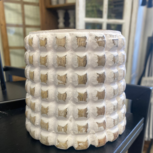 White Checkered Vase 5x4.25