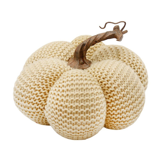 Large Tan Knit Pumpkin