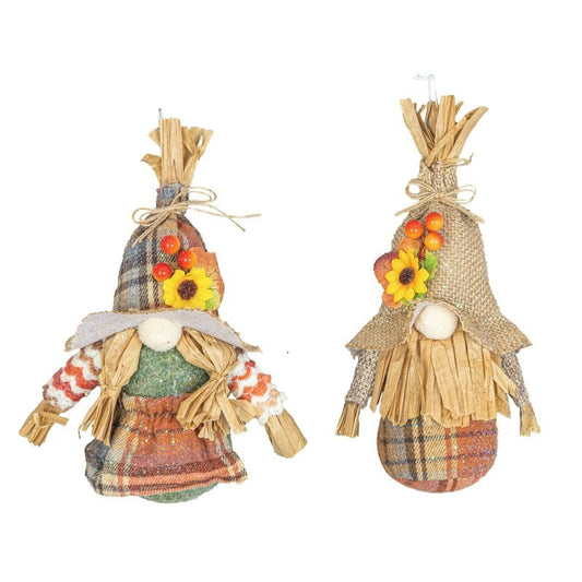 Farmer Plaid Gnome Orn / Plaid hat & apron