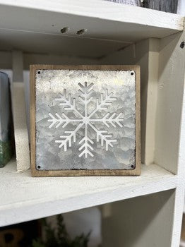 Snowflake Wood & Galvanized Sign