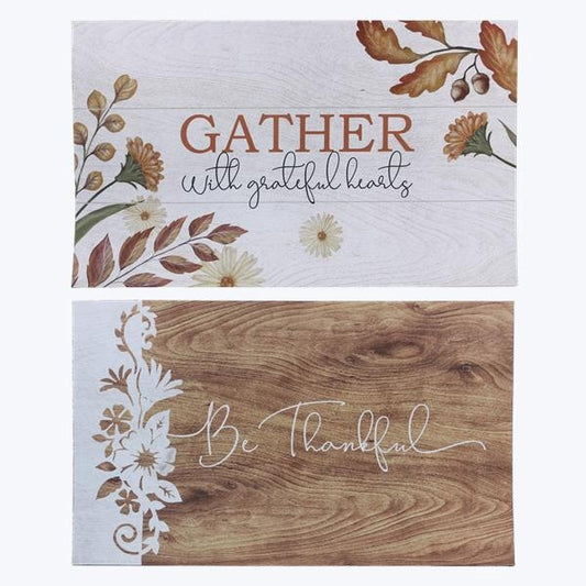 Rubber Fall Welcome Mat / Gather with Grateful Hearts