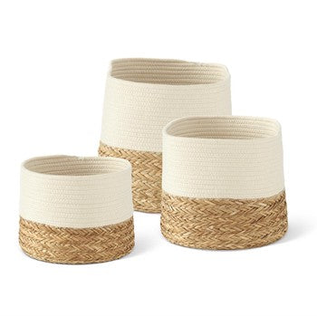 Tall Square Rope Grass Woven Basket Lg