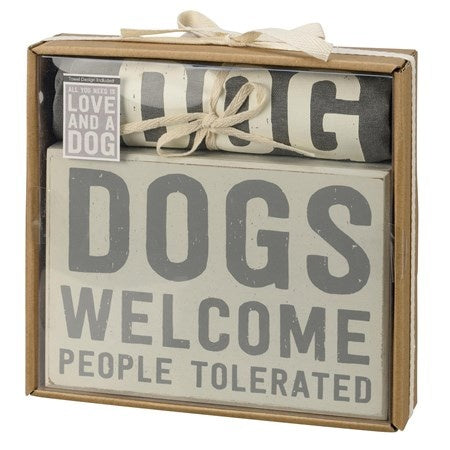 Box Sign & Towel Set-Dogs