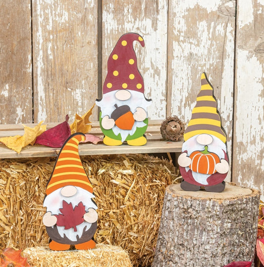 Fall Wooden Gnome Tabletop / Gnome holding acorn