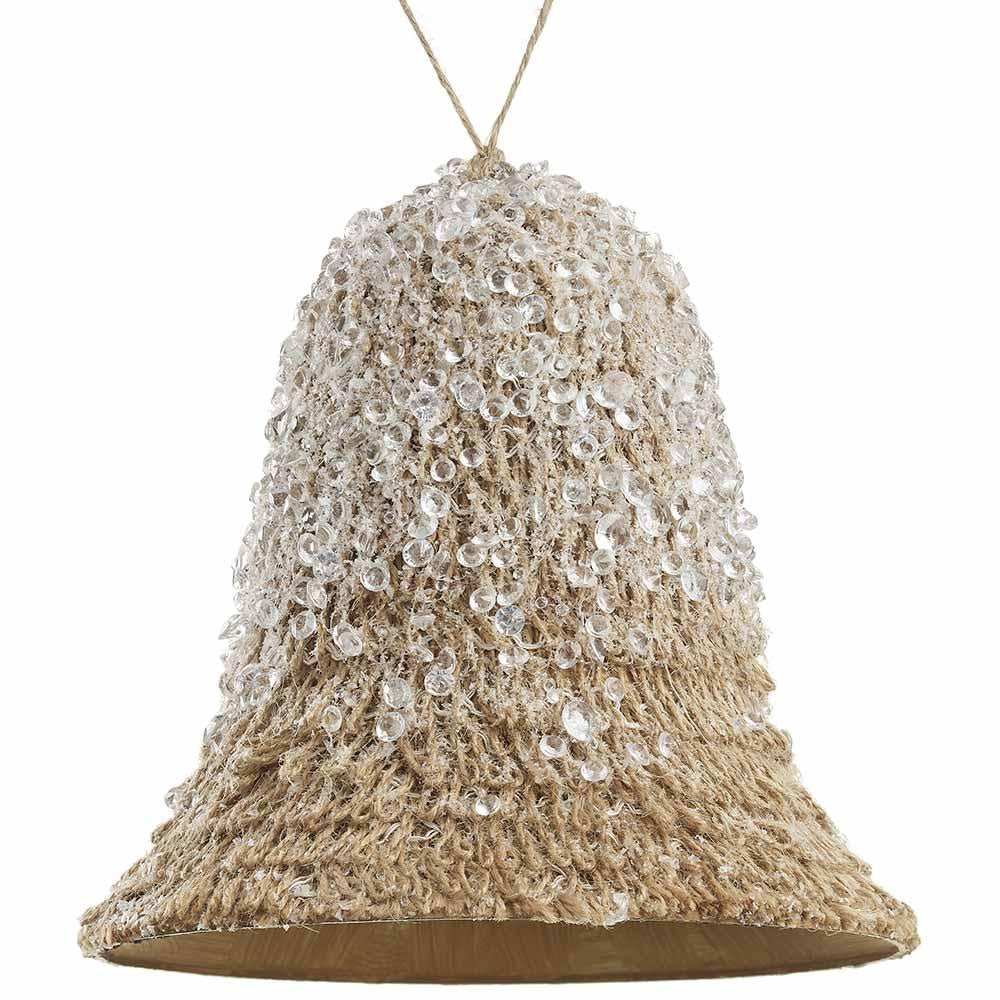 8"BEADED JUTE BELL orn