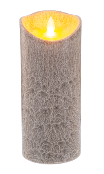 3x6 Wax LED Taupe Crystal Pillar