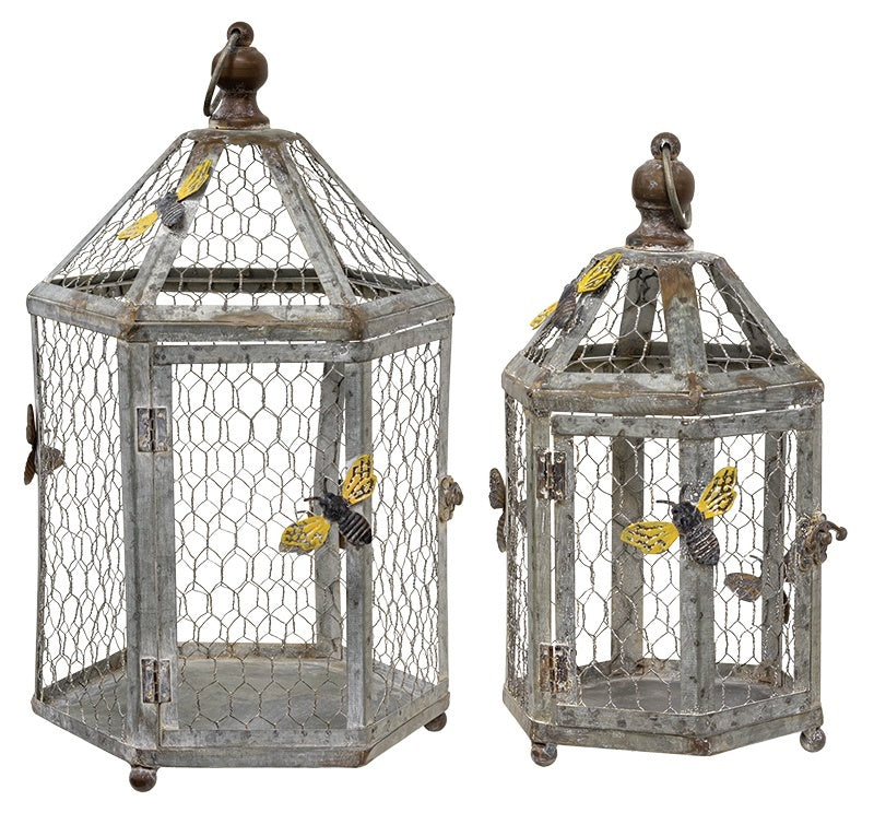Rustic Bee Metal Birdcage Chicken Wire Med