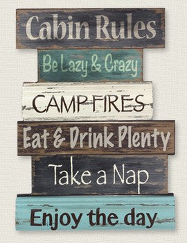 Wood Cabin Rules Wall