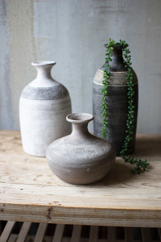 Black Grey & White Clay Vessels / White