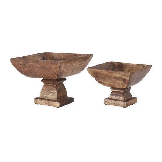 Square Wood Bowls Pedastals 8"