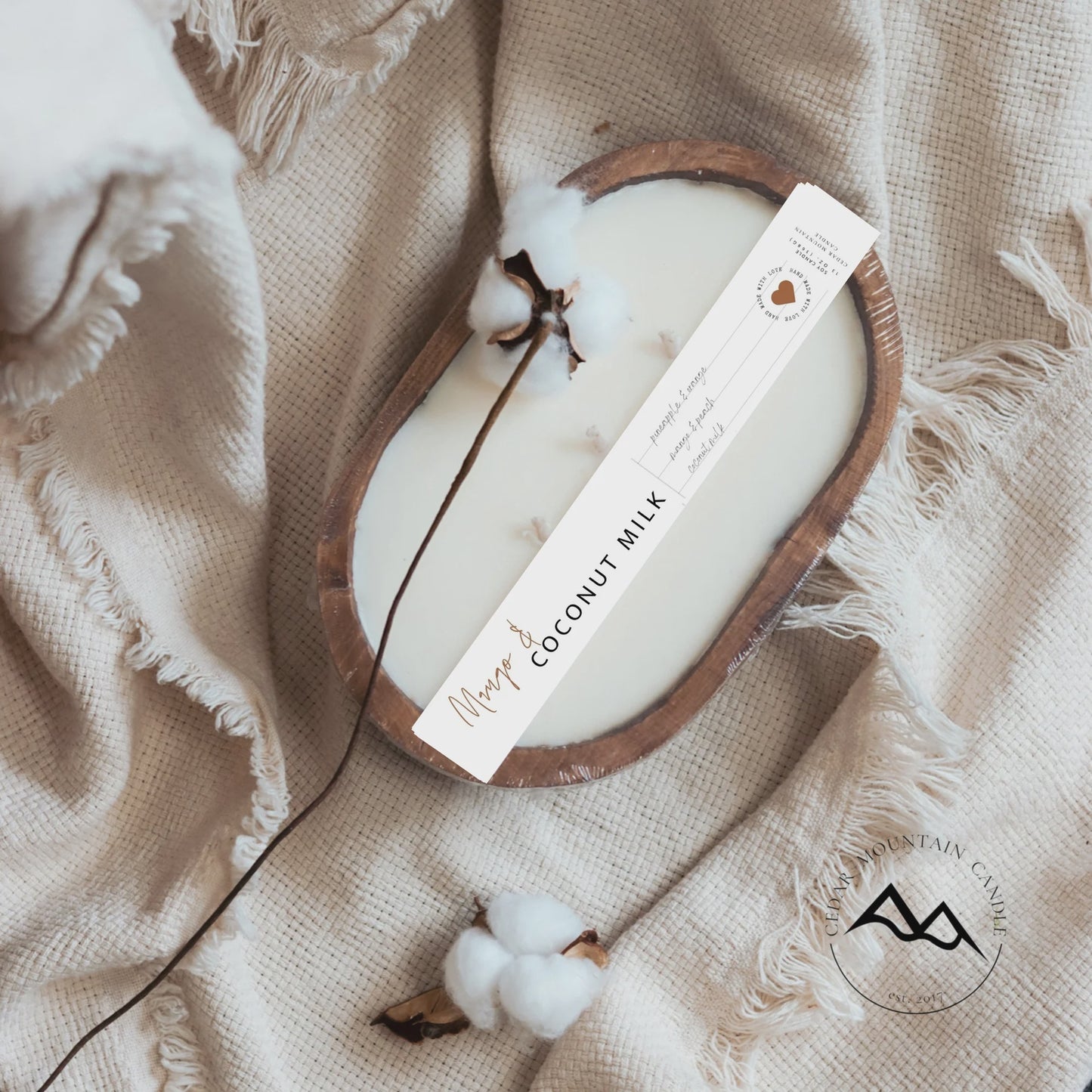 3 Wick Dough Bowl Soy Candle-Natural-Mango & Coconut Milk