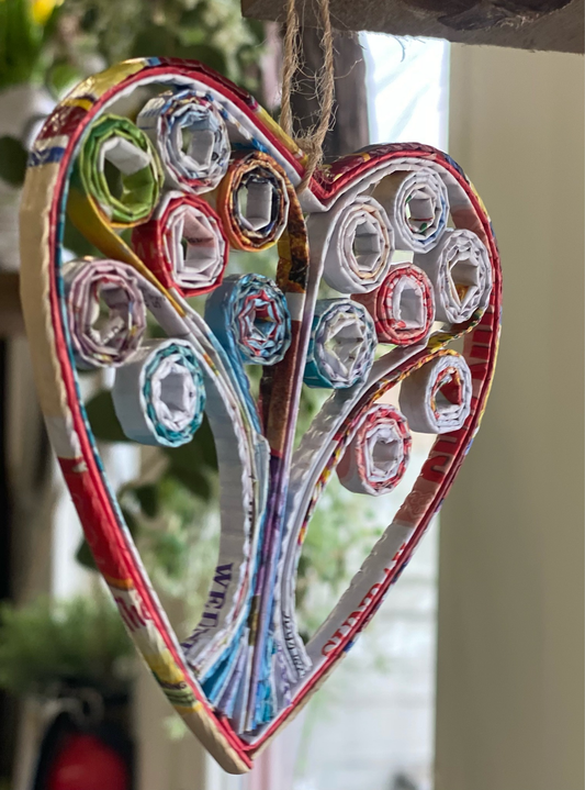 Orn Hanging Tree Heart Recycled Mag