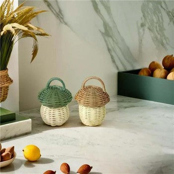 Rattan Mushroom Decor / Green