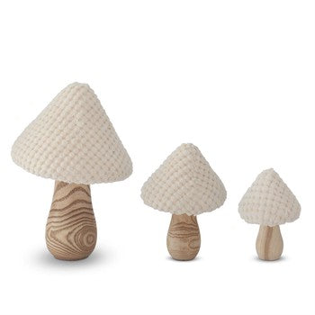 Cream Fabric & Wood Mushroom Lg