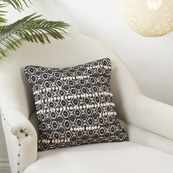 Mooccan Pillow Down Black White 18"