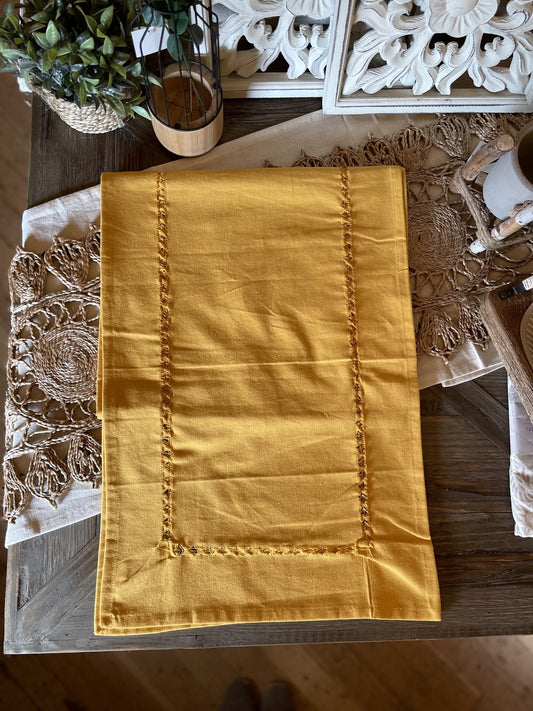 Hemstitch Runner Mustard 16x72