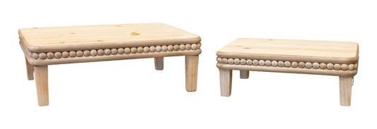 Set of 2 Rectangular Wood Beaded Stands