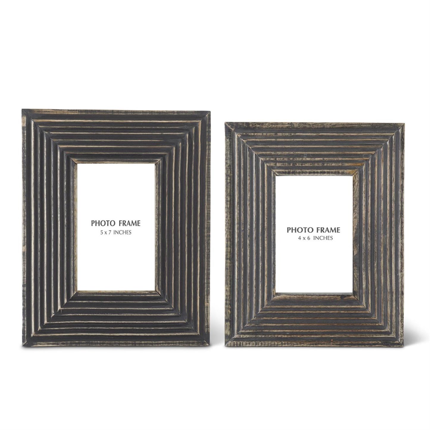 5x7-Groove Carved Black Wood Photo Frame 11.5