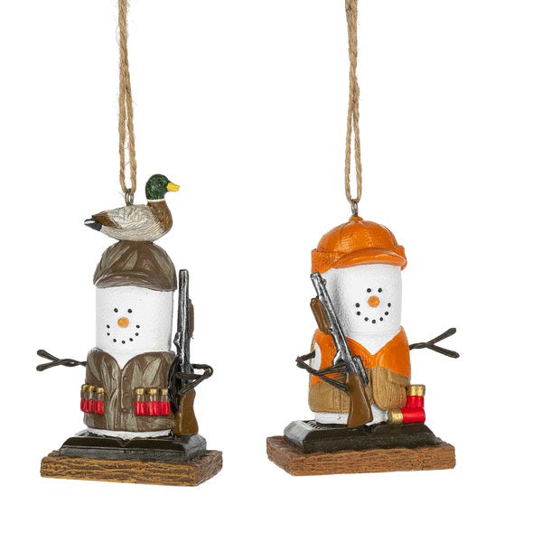 Smore Duck Hunt Orn / Snowman with brown vest/duck on head