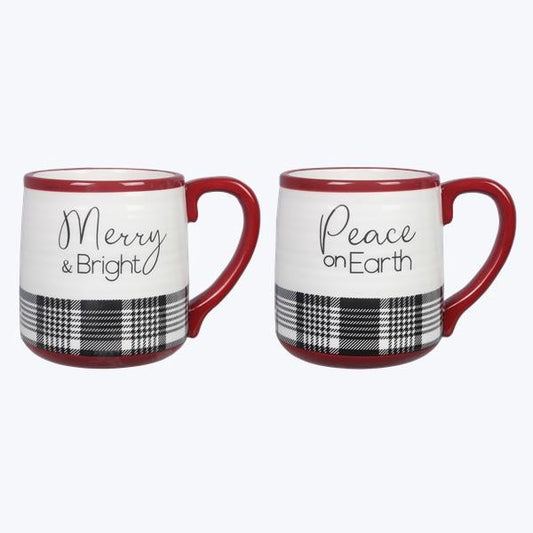 Ceramic Modern Farmhouse Plaid Mug 24oz
