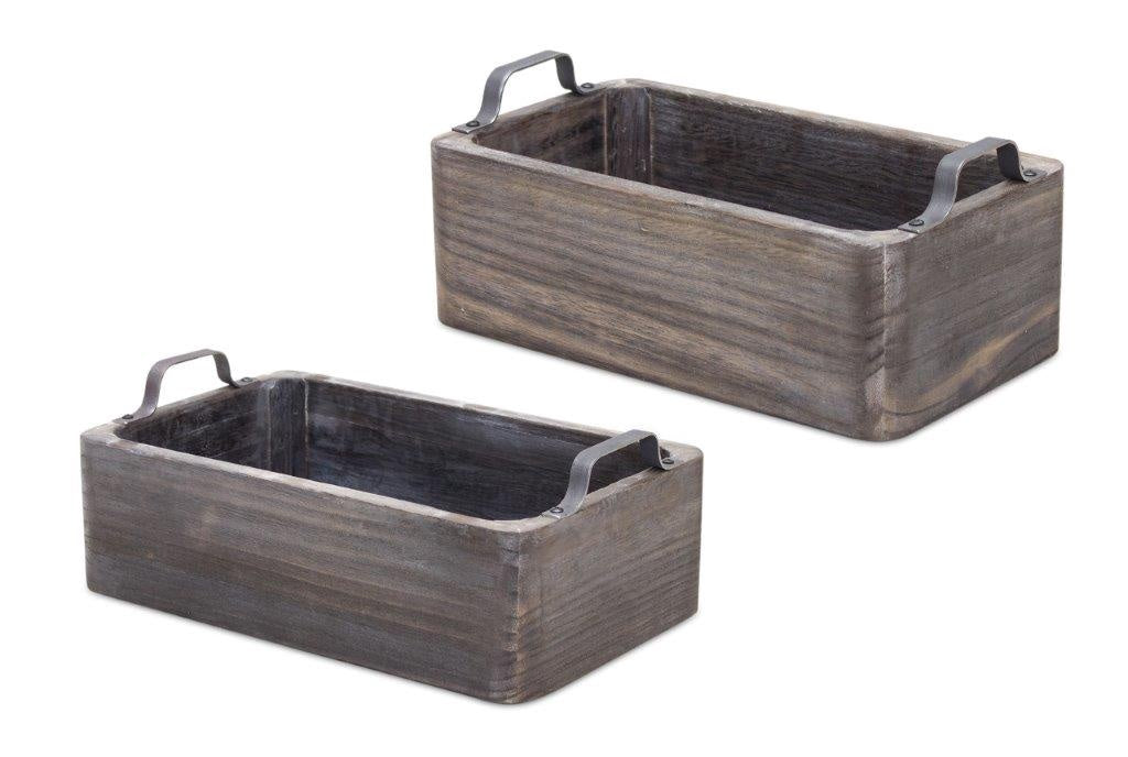 Wood Steel Tray Small