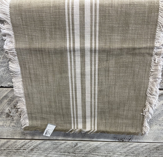 Striped Fringe Runner Natural 13x72